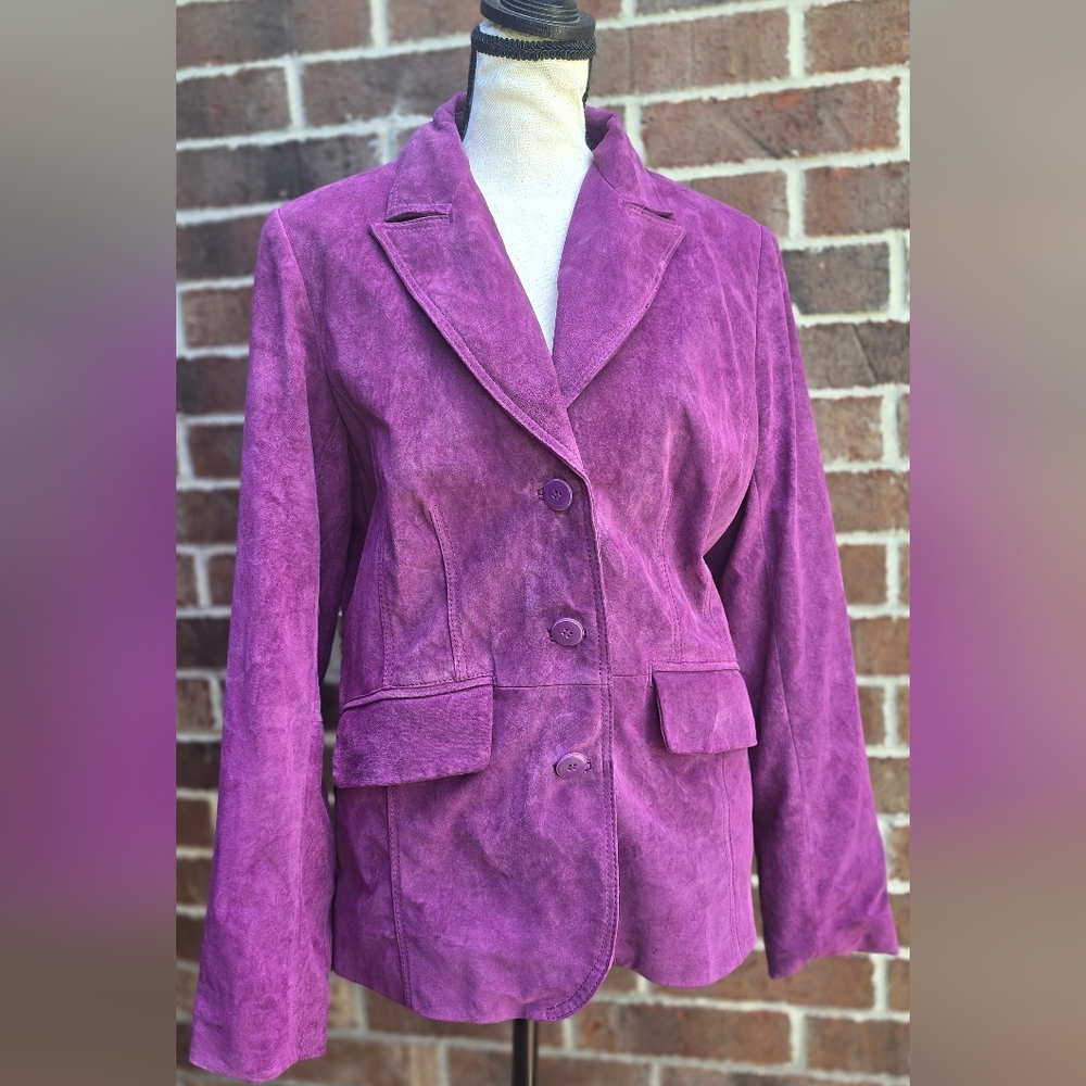St. John's Bay Purple Leather Suede Jacket